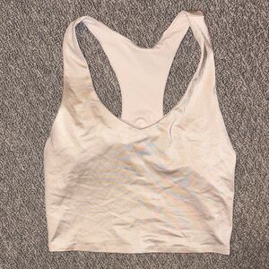 Fabletics Anywhere Shine Built-In Bra Tank in Pearlescent Ivory